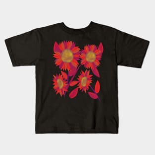 Sunflowers (Red and Gold) Kids T-Shirt